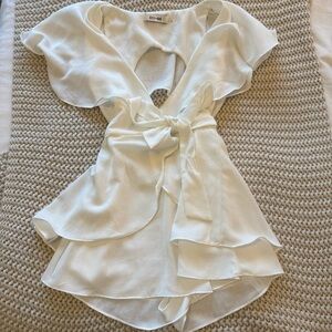 DO+BE Ivory Ruffle Tie Romper